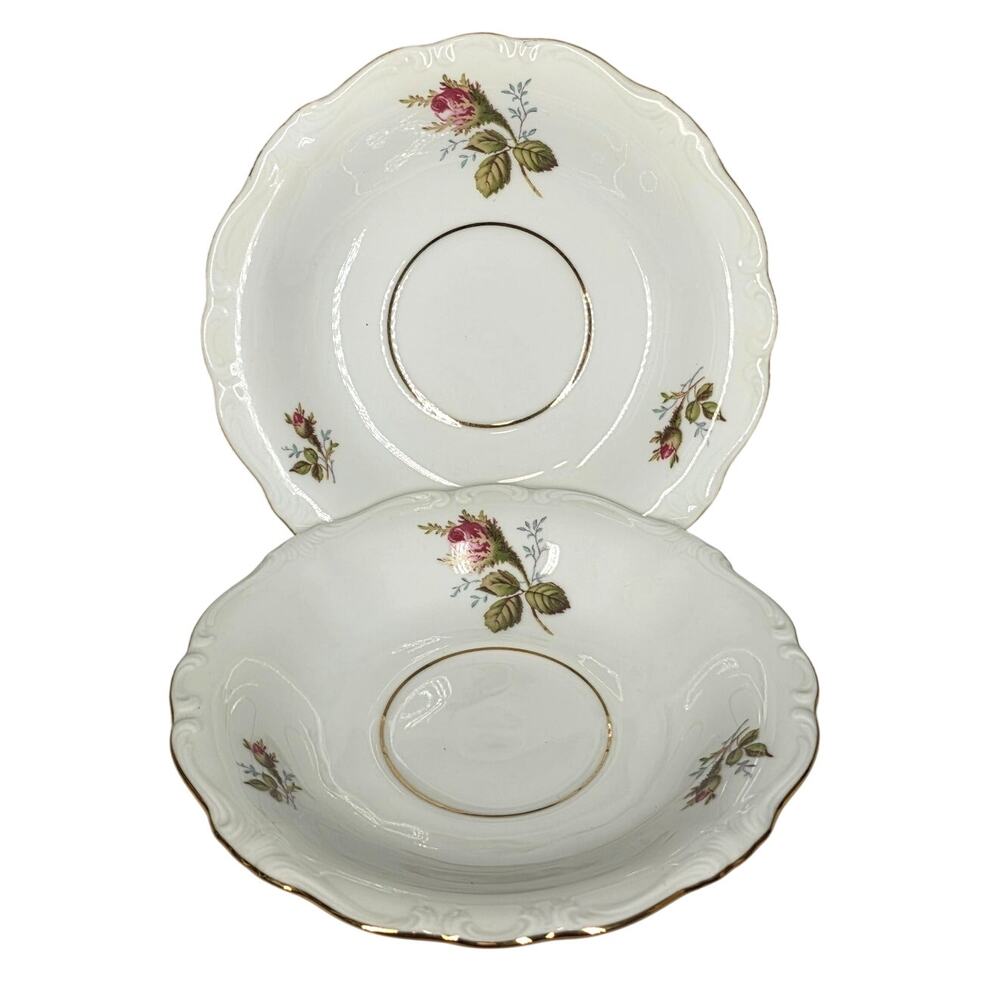VINTAGE JOHANN HAVILAND BAVARIA GERMANY FLORAL PORCELAIN PLATE – GOLD TRIM – 6"